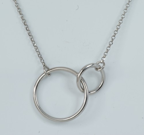 Sterling Silver Large and Small Circle Pendant and Chain